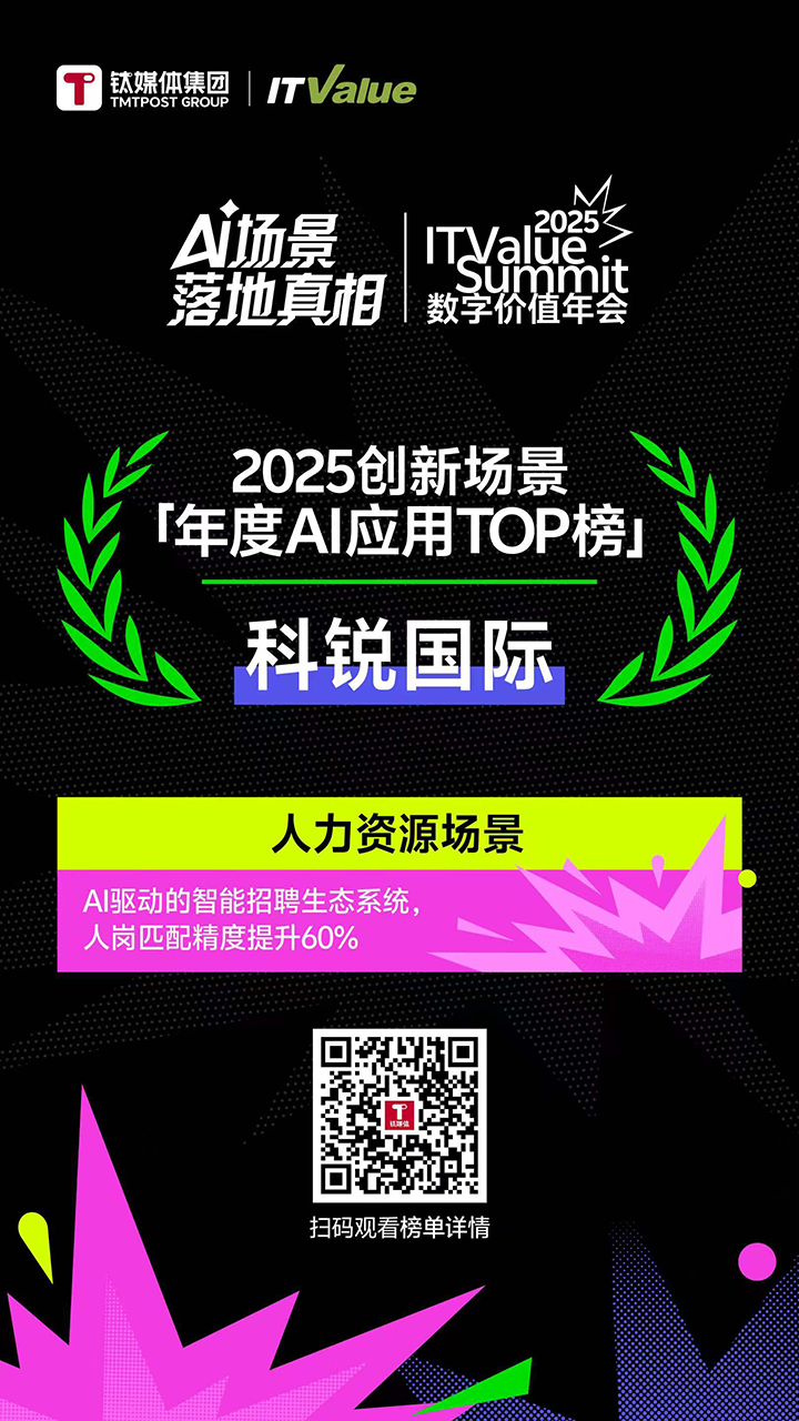 人力资源公司龙8头号玩家国际国际的人工智能招聘匹配模型荣获钛媒体年度最佳场景实践TOP15